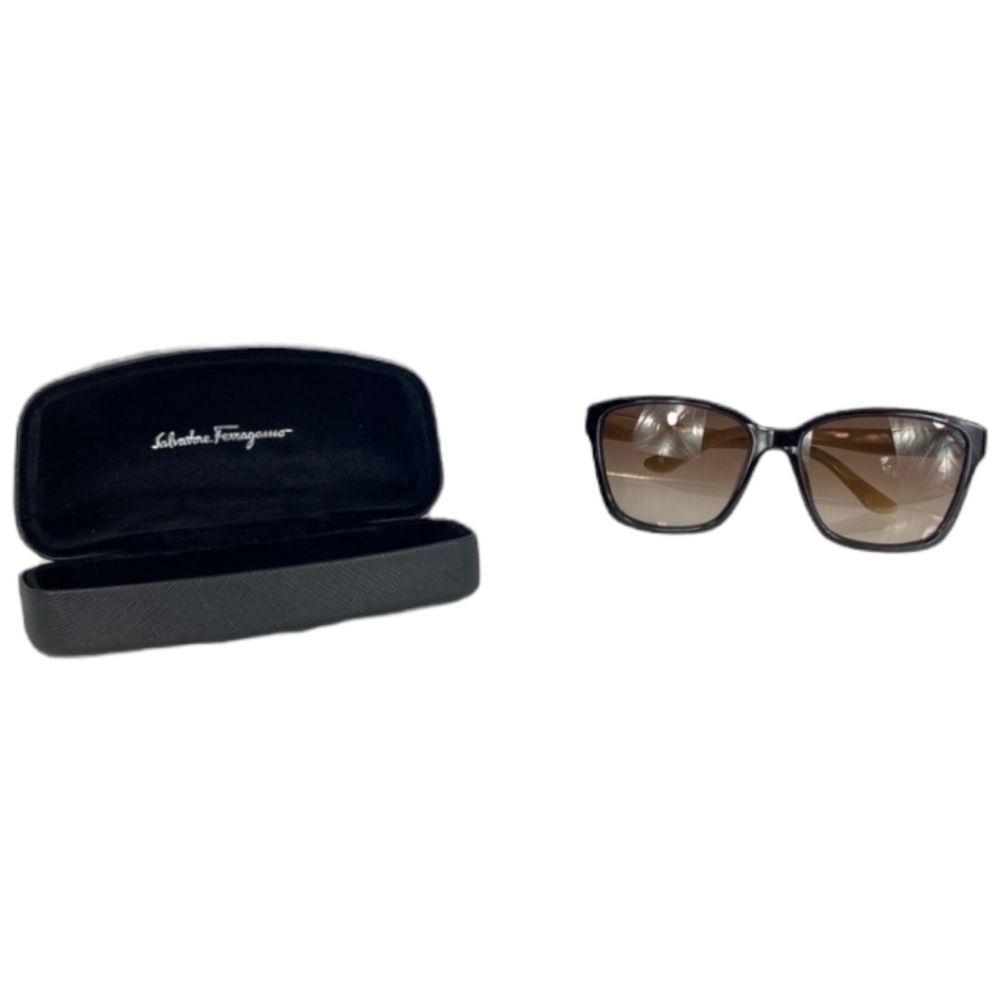 Luxurious Salvatore Ferragamo Black and Tan Sunglasses